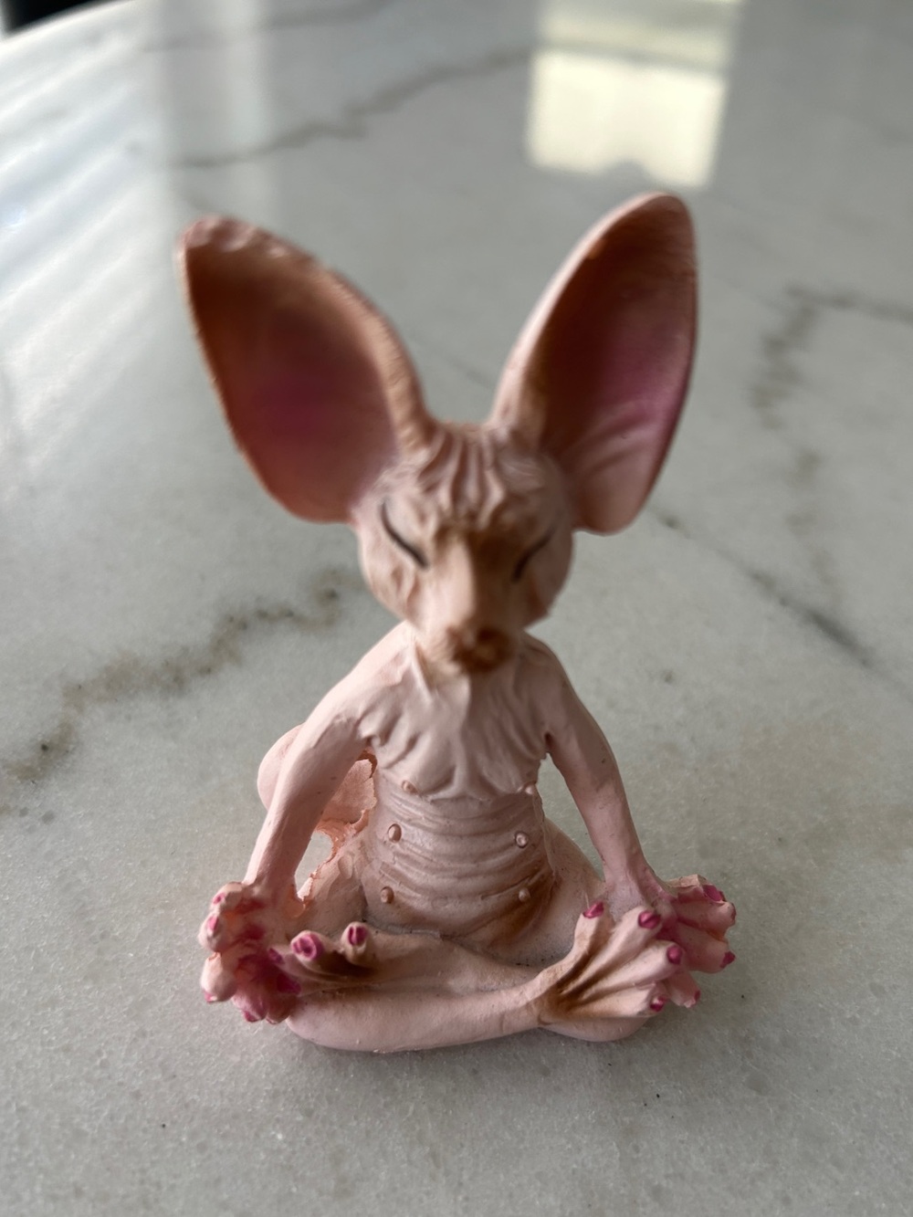 Pink Meditating Sphynx Cat Figurine